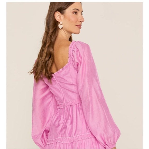 Francesca’s Cottagecore Vickie Long Sleeve Ruffle Tiered Mini Dress NWT LARGE - Picture 3 of 6